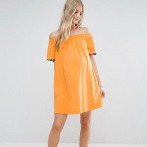 ASOS Maternity Off Shoulder Pom Pom Sundress
